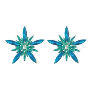 Teal Floral Earrings A1061